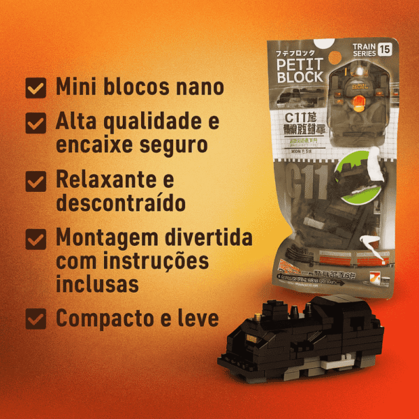 Petit Block Train Series Front Car Locomotiva C11 – Mini Blocos de Montar Mini Lego