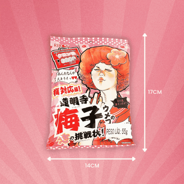 Bala Super Ácida Ribon Japonesa 55g doce importado bala japonesa sabor ameixa umeboshi extrema acidez desafio bala divertida candy Japão - Imagem 4