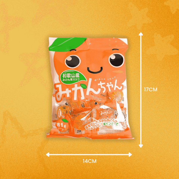 Bala Japonesa de Tangerina Mikan-chan Daiso doce importado bala sabor fruta cítrica Japão bala de laranja tangerina pacote 81g original - Imagem 4