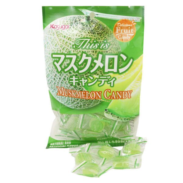 Bala de Melão Kasugai Musk Melon Candy Japão doce importado bala japonesa sabor fruta tradicional confeitaria asiática pacote 115g original Kasugai - Imagem 2