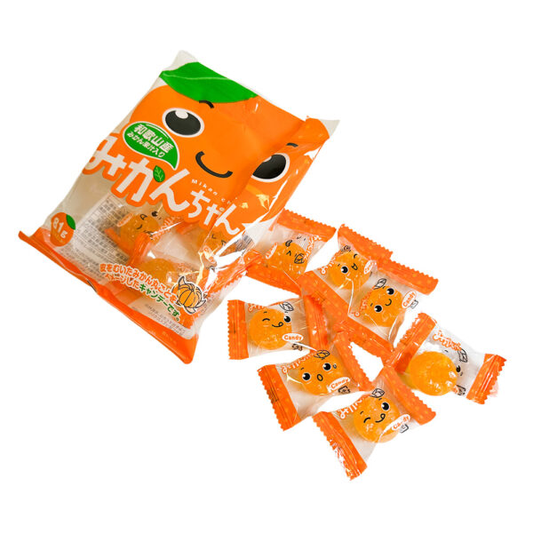 Bala Japonesa de Tangerina Mikan-chan Daiso doce importado bala sabor fruta cítrica Japão bala de laranja tangerina pacote 81g original - Imagem 2