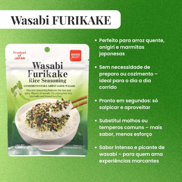 Tempero Japonês Wasabi Furikake 30g Alga e Gergelim Sabor Apimentado para Arroz - Imagem 5