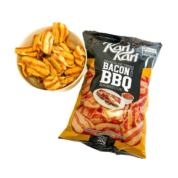 Snack de Trigo Kari Kari Sabor Bacon com BBQ – Pacote 70g Salgadinho Crocante Brasileiro