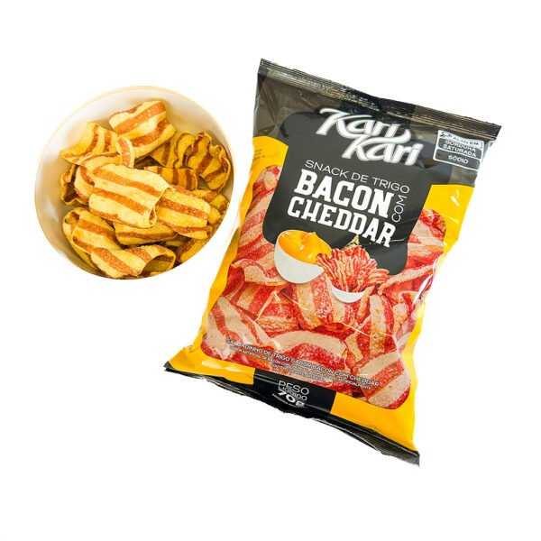 Snack de Trigo Kari Kari Sabor Bacon com Cheddar – Pacote 70g Salgadinho Crocante Brasileiro