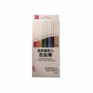 Lápis de Cor com Cores Metálicas Estojo para Desenho e Pintura Artística Tons Brilhantes Papelaria Daiso