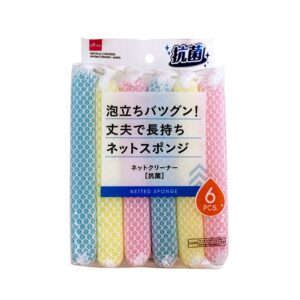Esponja Para Lavar Louça Antibacteriana 6 Unidades Daiso Rede Colorida Resistente e Durável